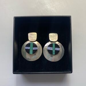 Sterling Silver Statement Circular Drop Earrings, made in MEXICO